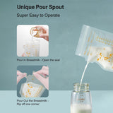 pour spout breast milk storage bag with zip lock