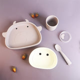 SB2007 cute calf-shape baby silicone tableware set